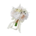 thumbnail image 2 of S SERENABLE Wedding Bouquet Bridal Bouquet Elegant Artificial Flowers Holding Bouquet for Valentine's Day Bridal Shower Anniversary Party White, 2 of 8