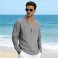 thumbnail image 7 of USNSM Mens Linen Henley Shirts Long Sleeve Casual Solid Color Summer Beach T Shirts with Pocket Lightweight Hippie Yoga Tops Gray XXL, 7 of 7
