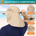 thumbnail image 5 of SUN CUBE Wide Brim Sun Hat with Neck Flap, Fishing Hiking for Men Women Safari, Neck Cover for Outdoor Sun Protection UPF50+ | Khaki Tan, 5 of 8