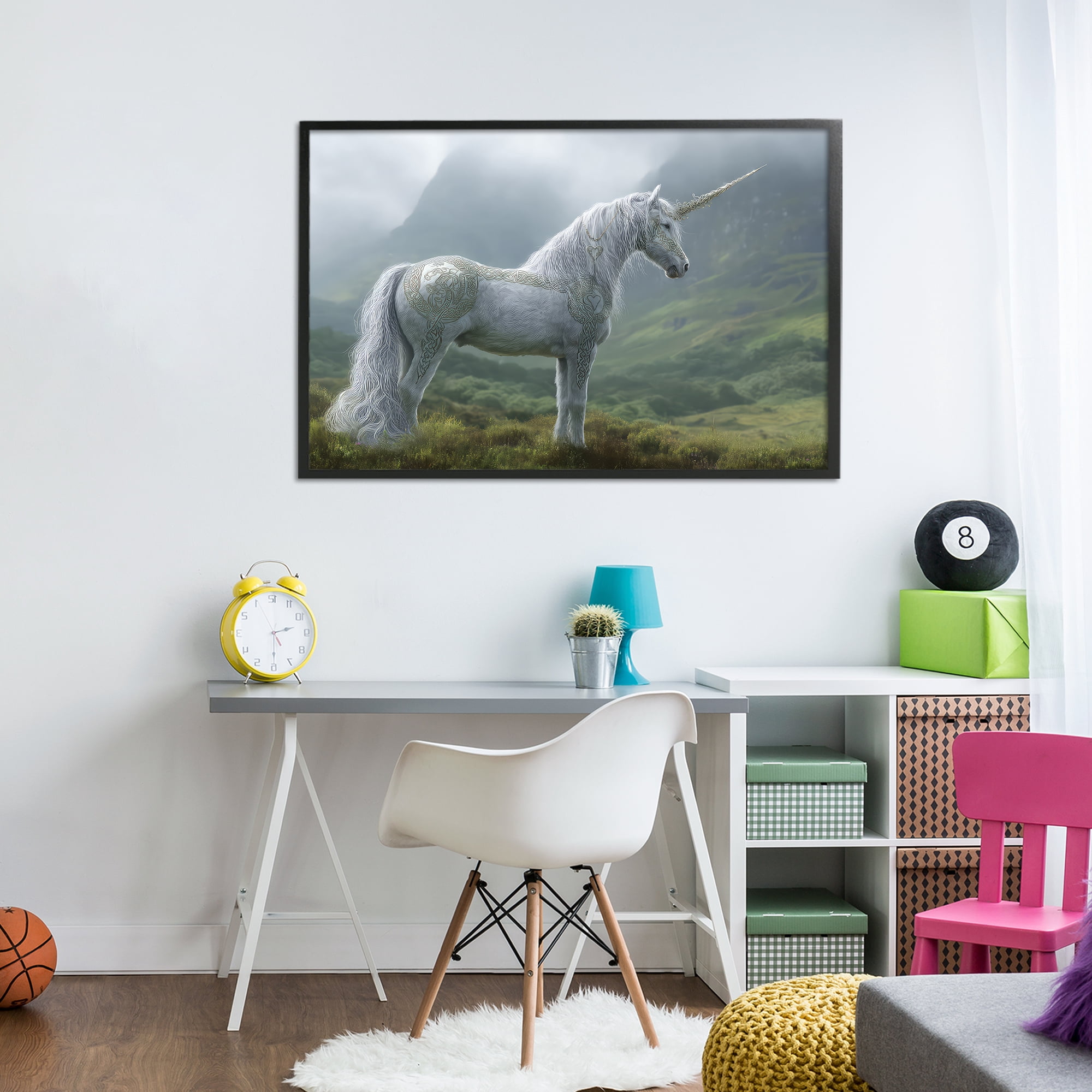 Stupell Industries Elegant Celtic Unicorn Black Framed Giclee Art, design by The Wands Want