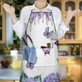 thumbnail image 6 of Purple Flower Butterfly Pattern Apron-Garden Aprons for Women with Pockets-Cotton Linen Waterproof Kitchen Cooking Gardening Aprons Adjustable for Kitchen,Cooking,BBQ and Salon 33x27 Inch, 6 of 7