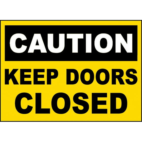 Vinyl Stickers - Keep Doors Closed Sign - Safety and Warning Warehouse Signs Stickers - 3.5" x 5" - 3 Pack