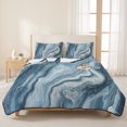 thumbnail image 3 of Twin XL Quilt Set 68''x98'', Blue Marble Lightweight Summer Bedspread Coverlet Set with 2 Pillow Shams, Abstract Ink Painting Art Modern Breathable All Season Quilt Bedding for Dorm/Guest Room, 3 of 9