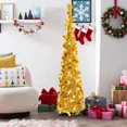 thumbnail image 6 of simeccom Christmas Tree Artificial Xmas Tree, 5 Ft Pop Up Tinsel Trees Collapsible Reusable Slim Tree Easy-Assembly for Home Christmas Decoration Golden, 6 of 6