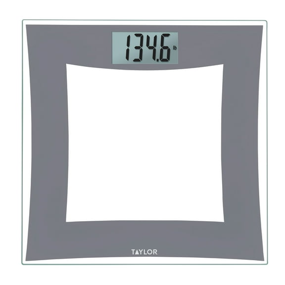 Taylor 11.8-inch x 11.8-inch Tempered Glass Digital Body Weight Scale, Gray