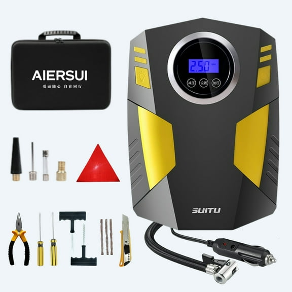 Tire Inflator Air Compressor 12V DC Portable Air Compressor Car Accessories Auto Tire Pump 150PSI with LED Light Digital Air Pump for Car Tires Bicycles Other Inflatables