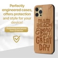 thumbnail image 2 of Case Yard Wooden Case Outside Soft TPU Silicone Slim Fit Shockproof Wood Phone Cover for Girls Boys Men and Women Supports Wireless Charging Miami Beach Great Day Design case for iPhone-11-Pro-Max, 2 of 7