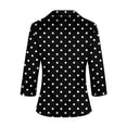 thumbnail image 6 of Jsaierl Women's 3/4 Length Sleeve Silk Satin Tops Summer V Neck Shirts Retro Graphic Ladies Blouses Flowy Loose Fit T-shirts Top S-3XL, 6 of 6