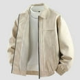 thumbnail image 2 of USNSM Men's Vintage Lightweight Suede Jacket Casual Fashion Pockets Zipper Lapel Jacket Windproof Warm Long Sleeve Hoodless Leather Jacket Beige L, 2 of 7
