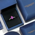 thumbnail image 5 of Gem Stone King 925 Silver and 10K Yellow Gold Pink Created Sapphire and White Lab Grown Diamond Engagement Ring for Women | 2.49 Cttw | Pear Shape 10X7MM | Gemstone September Birthstone | Size 6, 5 of 6