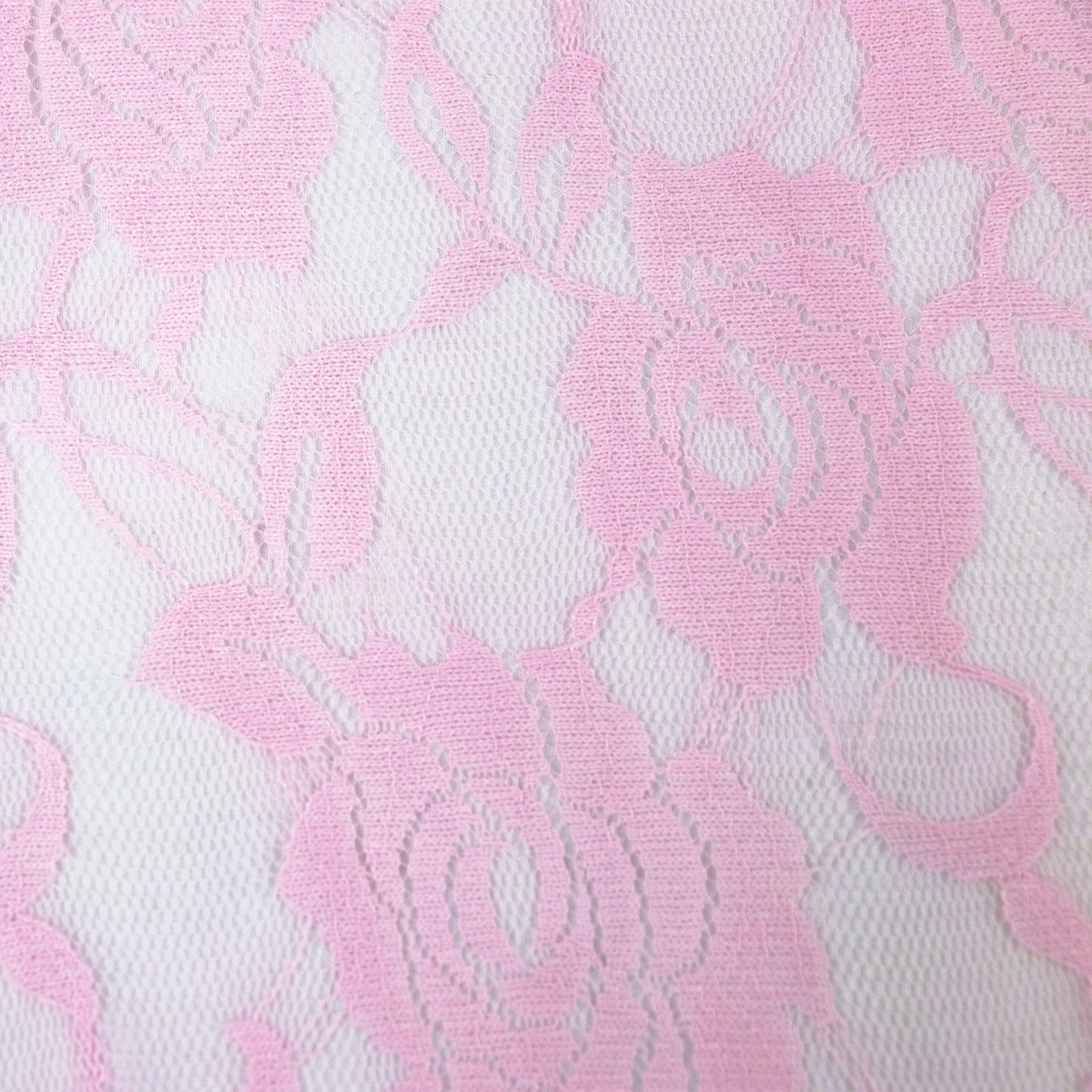 Romex Textiles Nylon Spandex Lace Fabric with Rose Design - Pink Baby