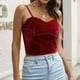 thumbnail image 4 of Gibobby Blusa corta de terciopelo con ombligo descubierto para mujer(Vino,CH), 4 of 5