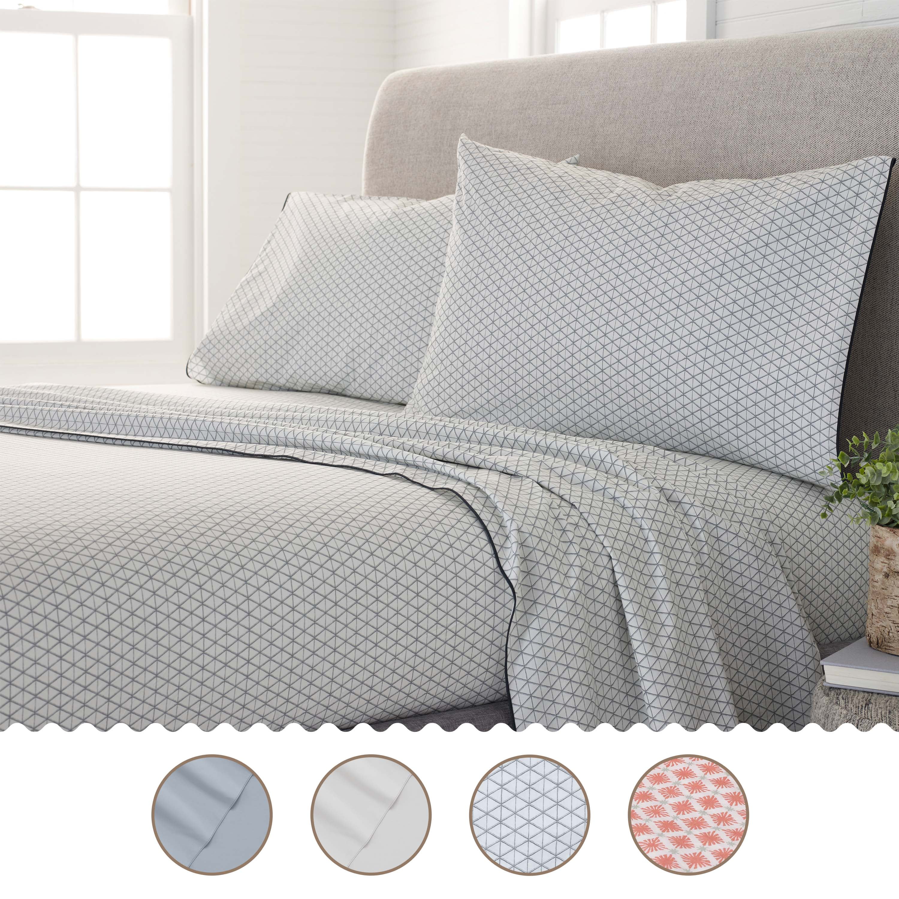 EcoPure 4-Piece Queen Sheet Set | 100% Organic Cotton | Comfort Washed | Deep Pocket | Grey