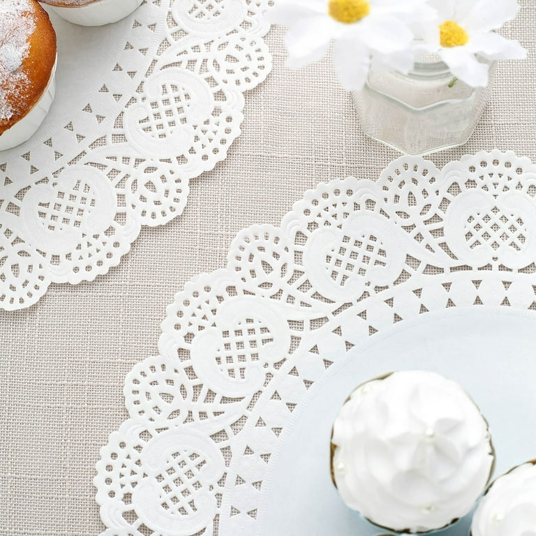 100 Pack  4 Paper Doilies, Lace Doilies Round Paper Placemats White