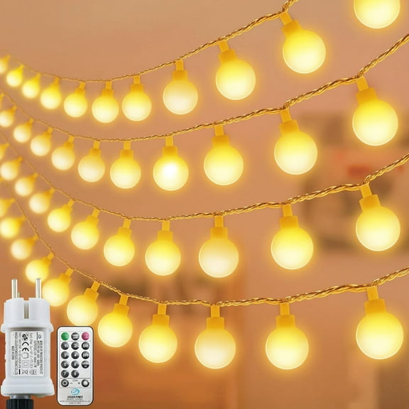 Fairy String Lights, 120 LED 15M Outdoor Indoor String Lights with Plug, 8 Modes with Remote Control for  Christmas, Garden, Parties and Home Decoration(Warm White)