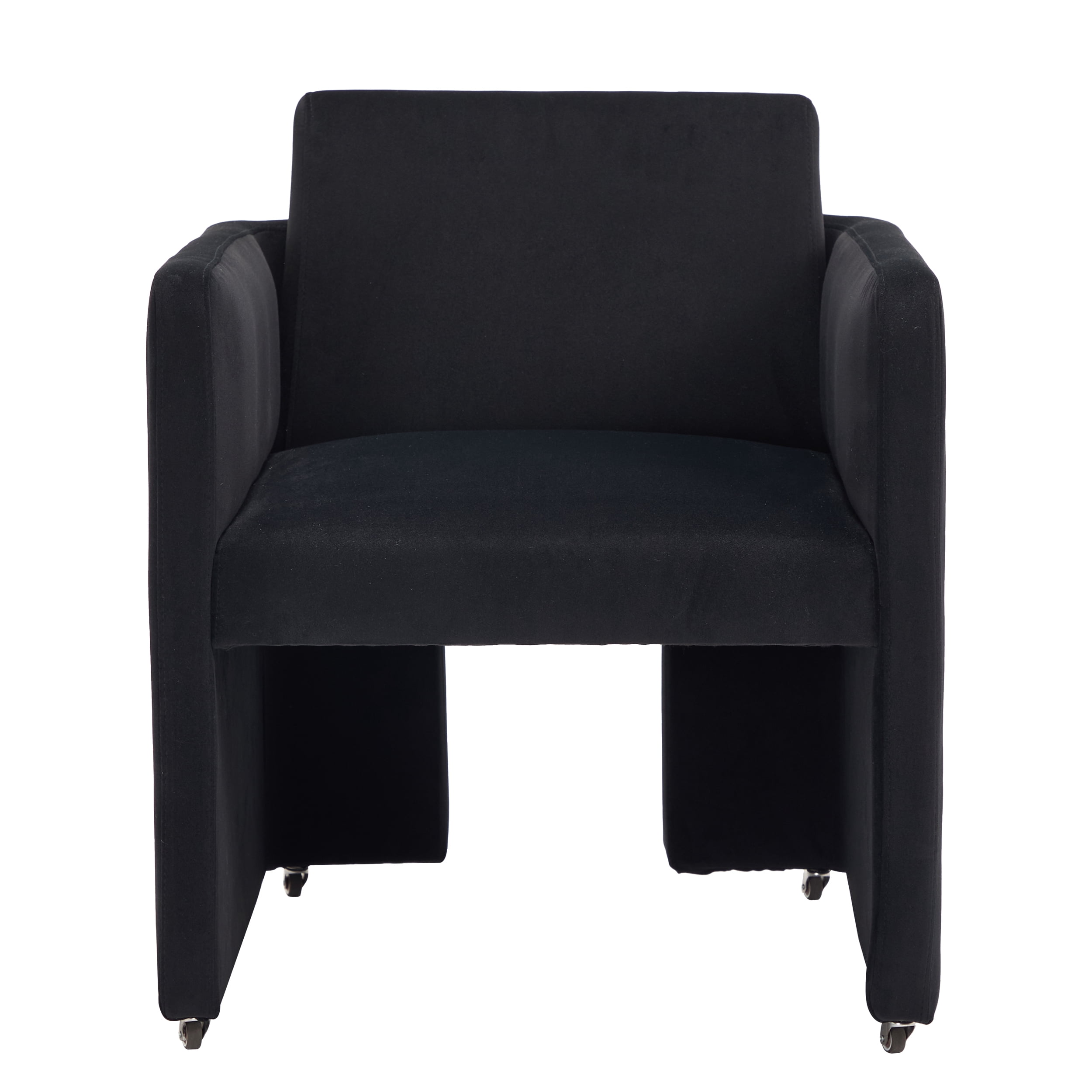 Barrel Dining Chair with Velvet Fabric and Arms, Upholstered Accent Chair and Side Seating for Living Room Home Office Reception, Velvet Black