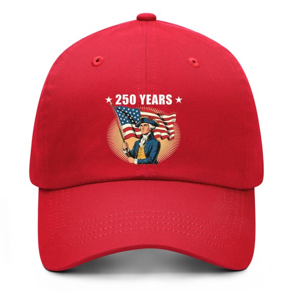 250th Anniversary USA Red Baseball Cap Featuring Printed Patriotic Design with Adjustable Comfort for Outdoor Adventures and Casual Use