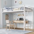 thumbnail image 1 of Heavy Duty Twin Loft Bed with Safety Guard Rails, Space Saving Steel Loft Bed with Metal Slats Support, No Box Spring Needed, Easy Assembly, White Gray or Black, 1 of 6