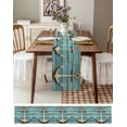 thumbnail image 3 of Nautical Anchor Table Runner 108 Inches, Farmhouse Retro Turquoise Wooden Grain Bed Runner Dresser Scarves Tabletop for Indoor Outdoor Parties/Ceremony/Banquet, 13"x 108", 3 of 8