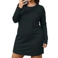 thumbnail image 2 of Mutghys Women's Plus Size Nightgowns 3/4 Sleeve Crew Neck Solid Color Short Pajama Dress Home Lounging Loose Comfy Nightdress L-5XL, 2 of 6