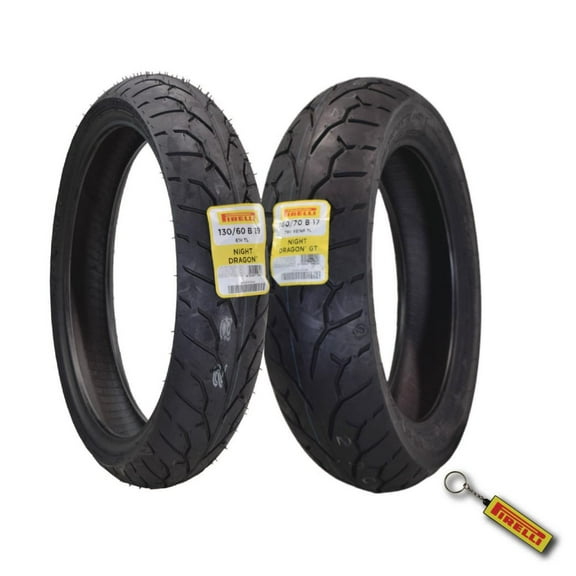 Pirelli Night Dragon Tire Set: 130/60B19 M/C 61H TL Front & 160/70B17 M/C 79V REINFTL Rear Cruiser Motorcycle Tires - Superior Traction & Handling for High-Performance Cruisers with Keychain