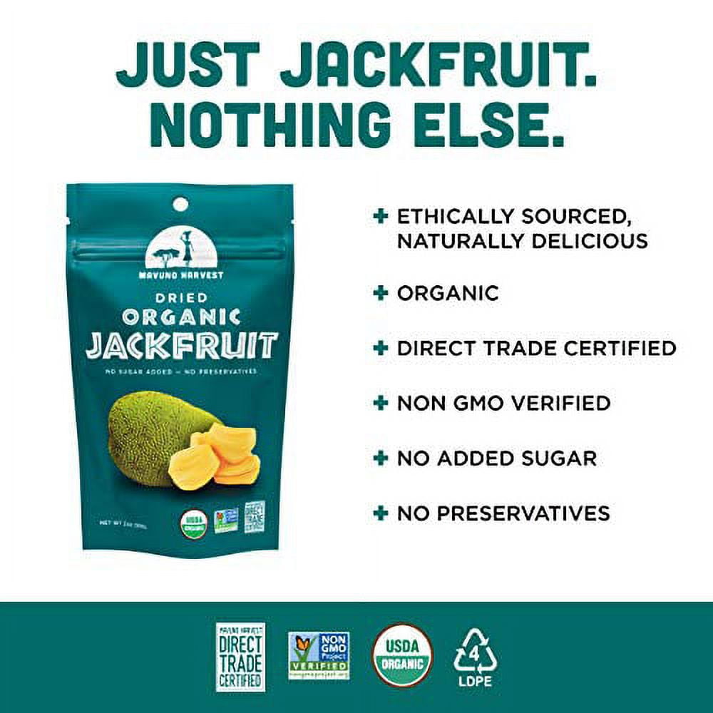 Mavuno Harvest Direct Trade Organic Dried Fruit, Jackfruit, 3 Count