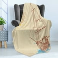 thumbnail image 4 of Nautical Soft Flannel Fleece Throw Blanket, Marine Pattern of Sailing Boat in Windy Sea Splashed Sun Cruising Galleon, Cozy Plush for Indoor and Outdoor Use, 70" x 90", Cream Brown, by Ambesonne, 4 of 5