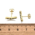 thumbnail image 3 of 10pairs Black Cubic Zirconia Curved Bar Stud Earrings Brass Jewelry for Women Cadmium Free & Nickel Free & Lead Free Real 18K golden Plated 4x13.5mm Pin: 0.7mm, 3 of 5