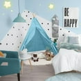 thumbnail image 4 of 4 Pcs Teepee Tent for Kids Indoor Foldable Toddler Cotton Canvas Sleepover Childrens Tent for Girls Boys Outdoor Playhouse Room Camping Study Read Play Game, 4 Colors, 4 of 7