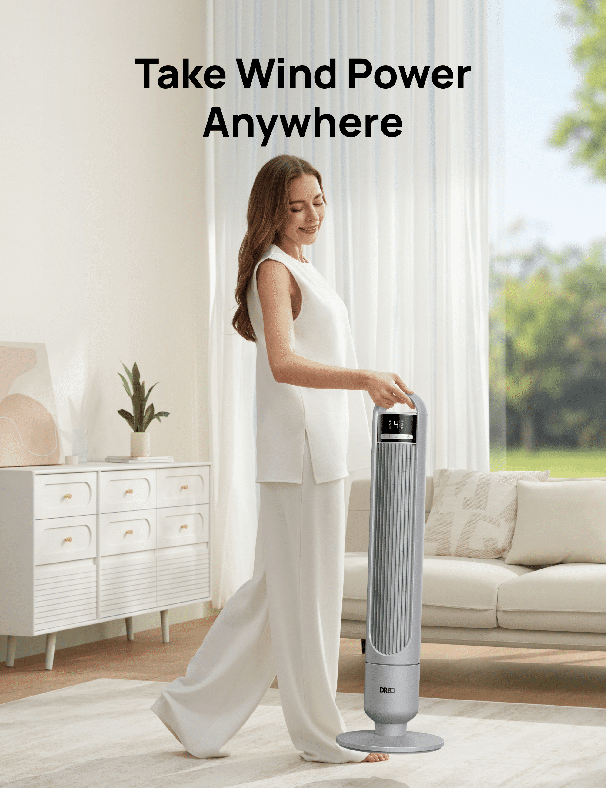 Dreo Tower Fan for Bedroom, 90° Oscillating Standing Fans for Room with 4 Speeds, 3 Modes, 28dB Quiet for Sleep, 25ft/s Velocity, 8H Timer, Remote, Living Room, Office, Home, Black, TF117
