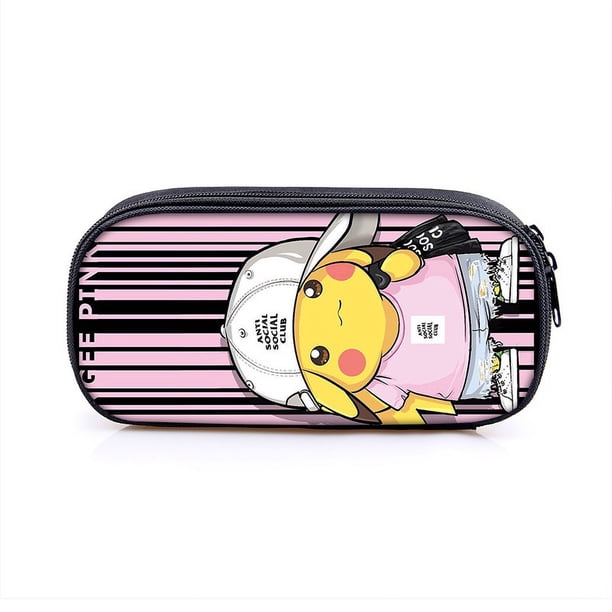 Pokemon Pikachu Estuche Negro Para Lápices , Bolsa Para Bolígrafos Material Escolar Lindo Bolso De Almacenamiento De Personajes De Dibujos Animados Niño De Juguete
