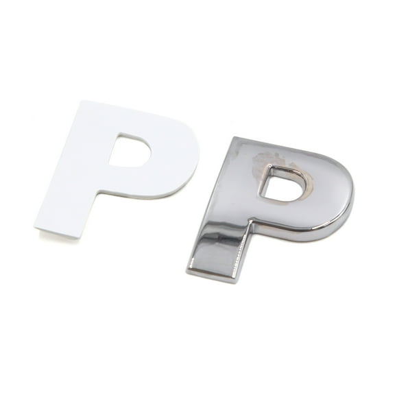 Unique Bargains Silver Tone Metal P Letter Shaped Alphabet Sticker Emblem Badge Decals for Car