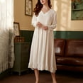 thumbnail image 2 of yievot Womens Long Sleeve Nightgown Soft Comfy Sleepwear Cotton Long Pajama Dress Casual Lounge Sleep Dress, 2 of 6