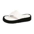 thumbnail image 5 of Rokment Quilted Platform Flip Flops for Woman 2026 Beach Summer Trendy Casual Leather Chunky Flat Dress Slip on Comfortable Walking Backless Sandals White Size 8, 5 of 6