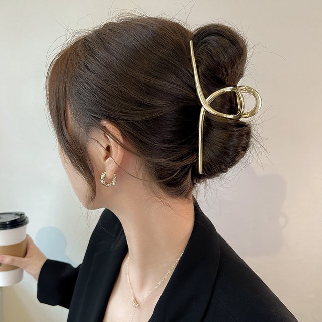 2 pinzas de pelo de metal, pinzas de pelo de cangrejo grandes antideslizantes en oro, plata, para mujeres con cabello grueso y cabello fino
