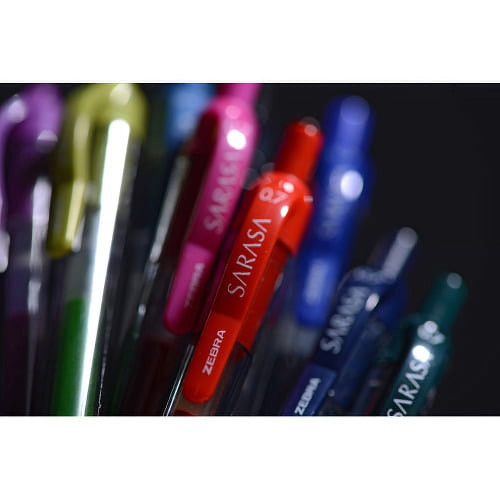 Zebra Pen Sarasa Gel Retractable Pens Fine Pen Point - 0.5 mm Pen Point Size - Retractable - Red Gel-based Ink - Transparent, Red Barrel - 12 / Dozen