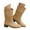Beige, variant on Women's Western Cowboy Boots Mid Calf Round toe Chunky Heel Cowgirl Ankle Boots with Pull on Tabs
