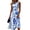 Blue, variant on Ruched Waist Sleeveless Midi Dress for Women - Elegant Round Neck A-Line Sundress with Vibrant Lemon Leaf & White Floral Print, Flowy Summer Beach Party Vacation Gown Blue S