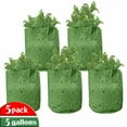 thumbnail image 1 of Green Grow Bags 5-Pack, Grass Growth Abstract, Heavyduty Fabric Pots with Handles for Plants, 2 Sizes, Lime Green Emerald, by Ambesonne, 1 of 3