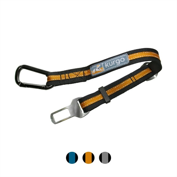Kurgo Direct to Seatbelt Tether for Dogs, Adjustable, for any car, Carabiner Clip, Orange