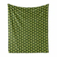 thumbnail image 1 of Yellow and Green Soft Flannel Fleece Throw Blanket, Colorful Vintage Illustration with Hexagons, Cozy Plush for Indoor and Outdoor Use, 70" x 90", Green Yellow Green, by Ambesonne, 1 of 5