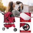 thumbnail image 4 of Dog Stroller Pet Stroller Cat Stroller for Medium Small Dogs Foldable Travel 3 Wheels Waterproof Puppy Stroller,Red, 4 of 5
