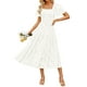 thumbnail image 1 of Vestido ZESICA para mujer, estilo bohemio, floral, midi, blanco, talla XL, 1 of 7