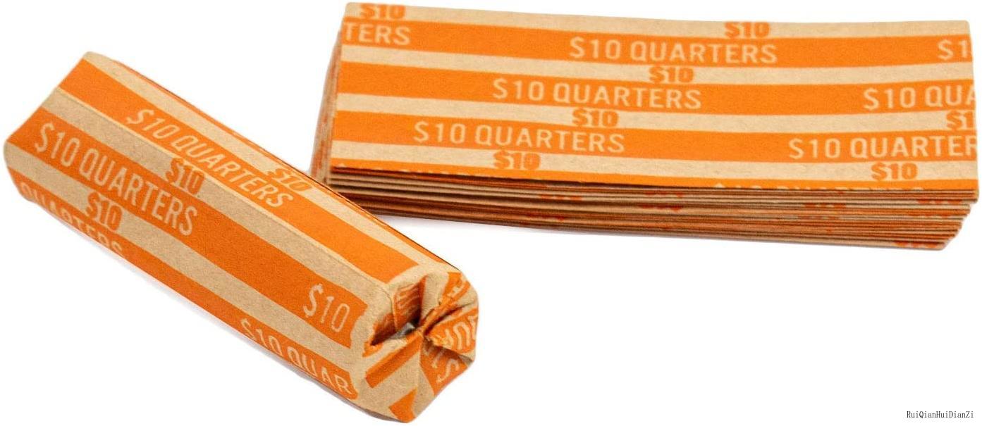 Quarter Coin Wrappers, 1,000 Flat Striped Coin Wrappers/Coin Rolls For