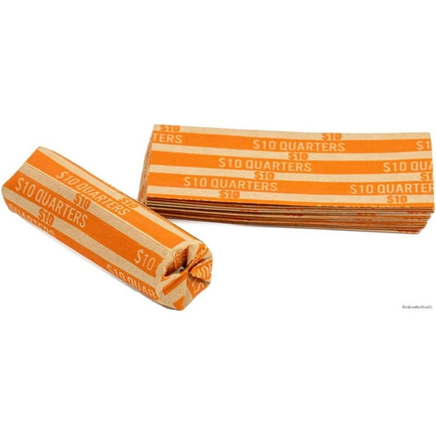 Quarter Coin Wrappers, 1,000 Flat Striped Coin Wrappers/Coin Rolls For