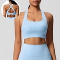 thumbnail image 2 of Sport Bras For Women Solid Color Full Coverage Support Bra Light Blue Size M, 2 of 7