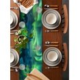 thumbnail image 4 of Gradient Green Cotton and Linen Triangle Table Runners 72 Inches Long, Dresser Scarves Table Decoration for Wedding Party/Graduation Ceremony/Banquet 14x72 Summer Ice Ocean Mountains Modern Abstract, 4 of 9