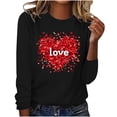 thumbnail image 2 of Tejiojio White Shirt with Pink Heart Girls Women's Valentine's Day Fashion Print Loose Comfortable Crew-neck Long Sleeve Tops, 2 of 5