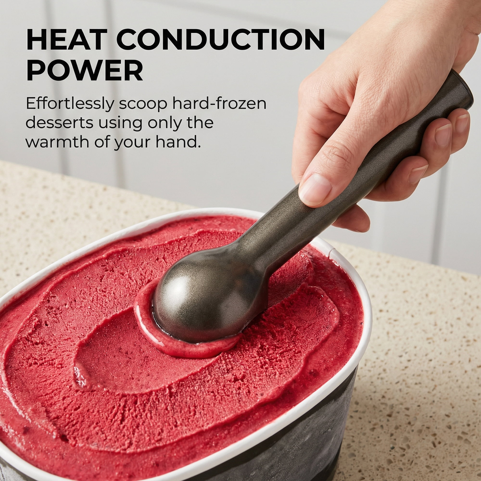 Unique Bargains Stainless Steel Ice Cream Scoop with Handle Black 1