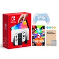 thumbnail image 1 of Nintendo Switch OLED Model White Joy Con 64GB Console Improved HD Screen & LAN-Port Dock with 1-2 Switch And Mytrix Wireless Switch Pro Controller and Accessories, 1 of 5